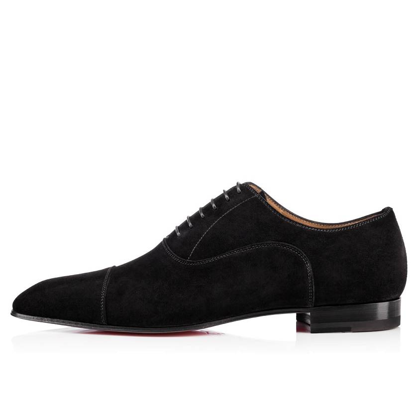 Men's Christian Louboutin Greggo Veau Velours Dress Shoes - Black [5493-207]